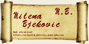 Milena Bjeković vizit kartica